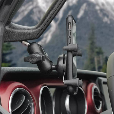 Uchwyt na telefon RAM® X-Grip® z podstawą zaciskową na kierownicę motocykla