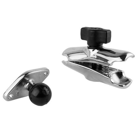 RAM® Chrome Double Socket Arm with Diamond Plate - Medium Arm