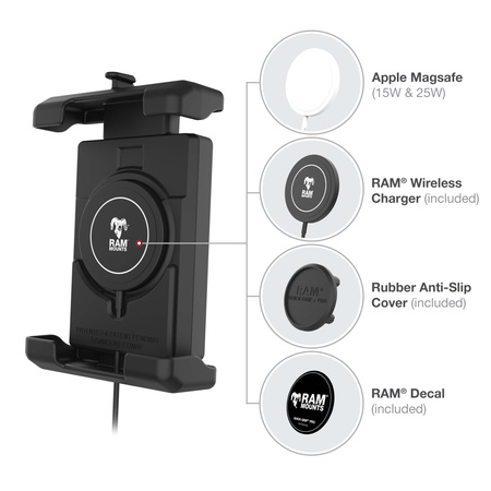 RAM® Quick-Grip™ Pro XL Suction Cup Mount with Qi2 15W Wireless Charger