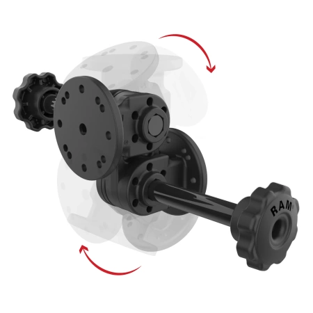 Podwójny prosty uchwyt obrotowy RAM® z pokrętłem