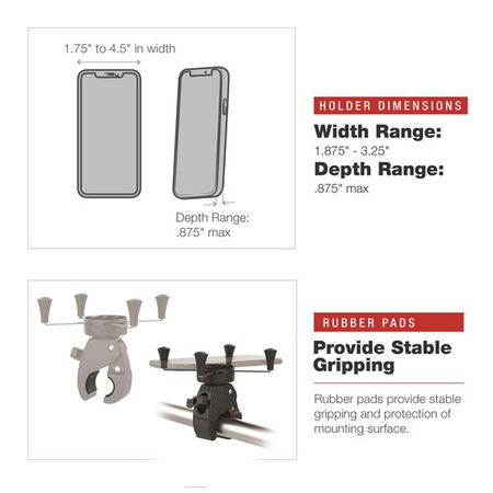 RAM® X-Grip® Duży uchwyt na telefon z niskoprofilowym, średnim uchwytem Tough-Claw™