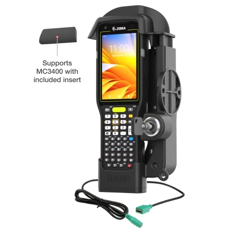 Stacja dokująca RAM® z blokadą i pojedynczym portem USB-A do urządzeń Zebra MC3300 i MC3400