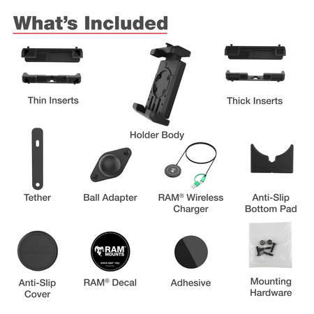 RAM® Quick-Grip™ Pro XL z kulką i bezprzewodową ładowarką Qi2 15W