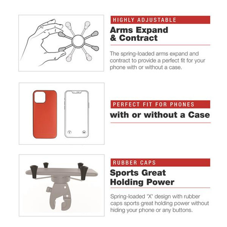 RAM® X-Grip® Duży uchwyt na telefon z niskoprofilowym, średnim uchwytem Tough-Claw™