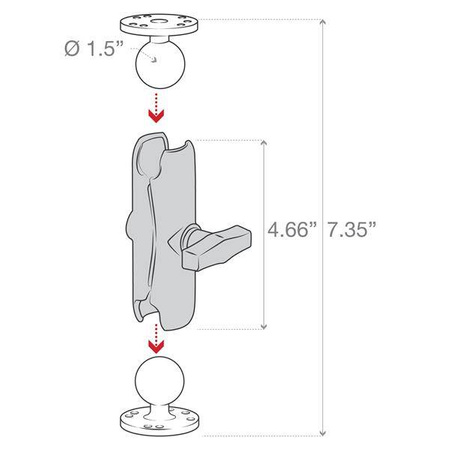 RAM® Double Ball Mount with Two Round Plates - C Size Medium