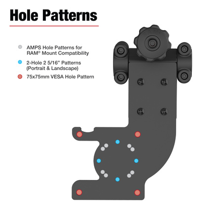 Zawias cierny RAM® z AMPS i uchwytem VESA do Tough-Bar™