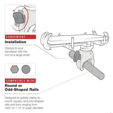 Uchwyt do telefonu RAM® Quick-Grip™ XL z niskoprofilowym uchwytem Tough-Claw™