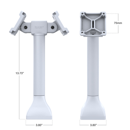 Uchwyt na cokół RAM® 14" z dwoma adapterami VESA 75 mm - szary