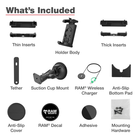 Uchwyt RAM® Quick-Grip™ Pro XL z przyssawką i bezprzewodową ładowarką Qi2 15W