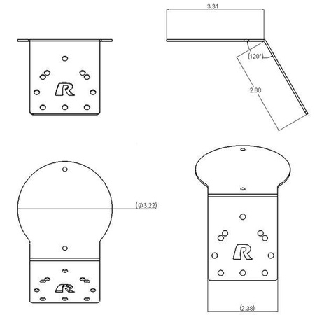 RAM® Angled Round Adapter Plate for XM & GPS Antennas
