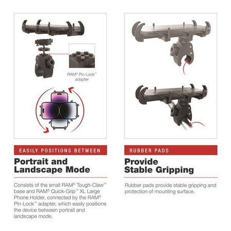 Uchwyt do telefonu RAM® Quick-Grip™ XL z niskoprofilowym uchwytem Tough-Claw™