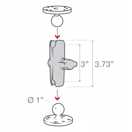 RAM® Composite Double Socket Arm - Rozmiar B Średni