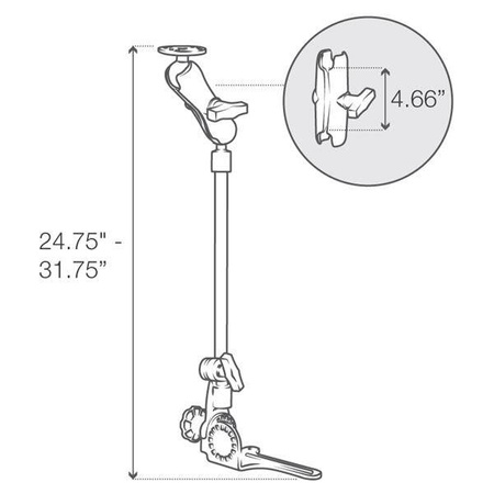 Uchwyt samochodowy RAM® Pod HD™ z aluminiowym prętem 18" i okrągłą płytą