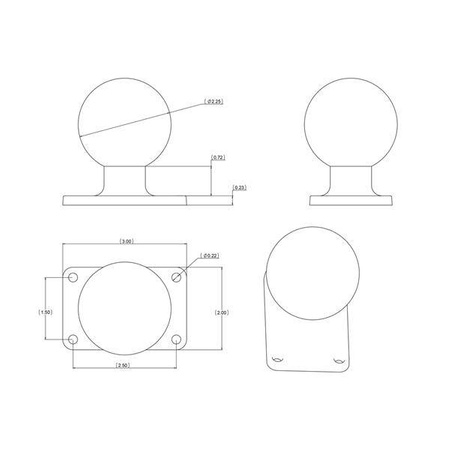 Podstawa kulowa RAM® z 4-otworowym wzorem 1,5" x 2,5" - rozmiar D