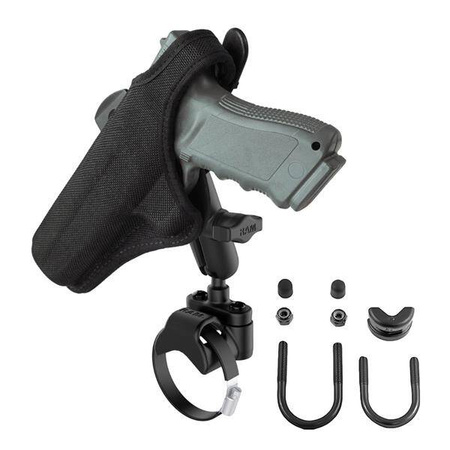 RAM® ATV/UTV Double Ball Rail Mount with Gun Holster Clip