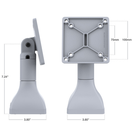 RAM® 7" Pedestal Mount with 100mm & 75mm VESA Patterns - Gray