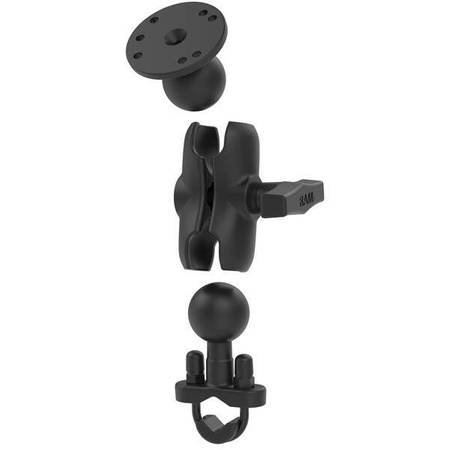Podwójne mocowanie kulowe RAM® Handlebar U-Bolt z okrągłą płytką - rozmiar C krótki