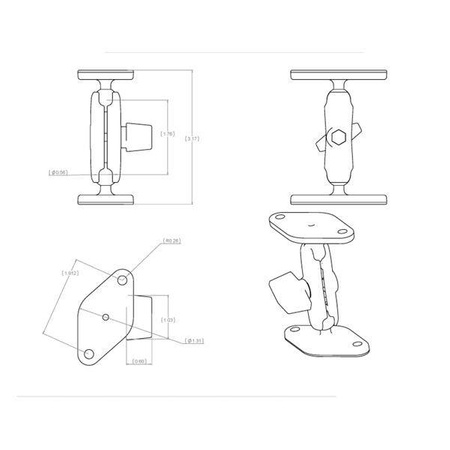 Podwójny uchwyt kulowy RAM® do płyt diamentowych - rozmiar A średni