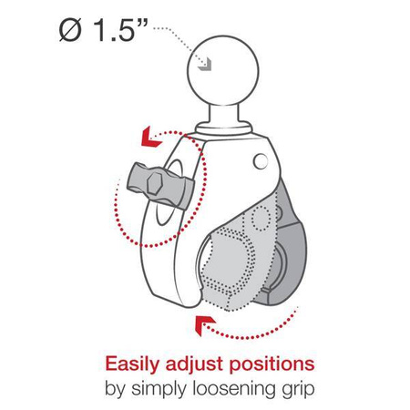 RAM® Tough-Claw™ Small Clamp Mount z okrągłym adapterem płyty - średni