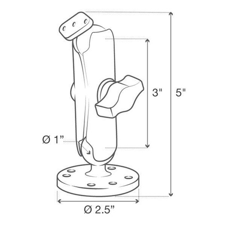 RAM® Double Ball Drill-Down Mount with Diamond Plate - Medium