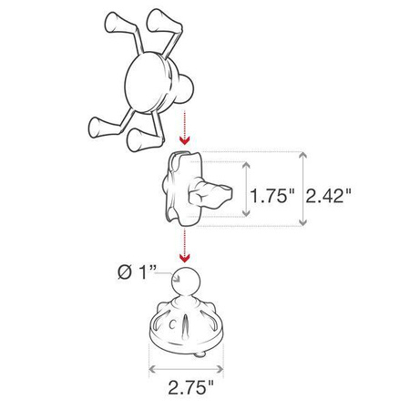 Uchwyt na telefon RAM® X-Grip® z niskoprofilową przyssawką - krótki