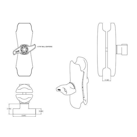 RAM® Double Socket Arm with Jam Nut - D Size Medium