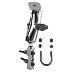 RAM® Chrome Motorcycle Brake/Clutch Reservoir Mount with Diamond Plate