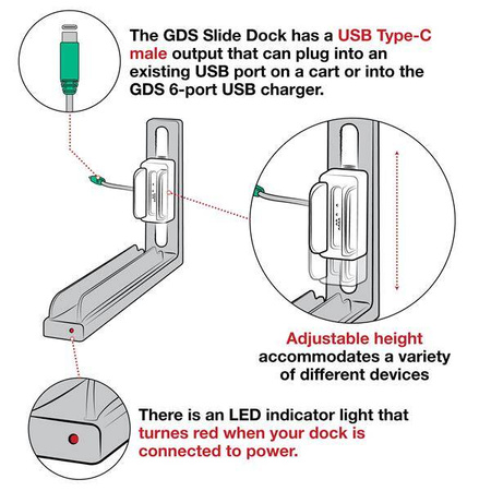 GDS® Slide Dock™ z zasilaniem i magnetyczną podstawą