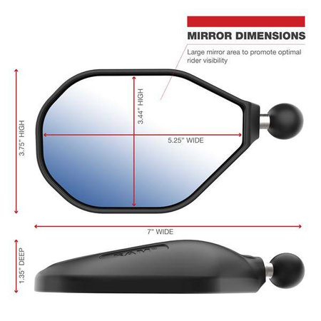 RAM® Tough-Mirror™ Prawe lusterko z kulką