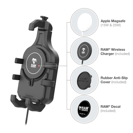 RAM® Quick-Grip™ Pro Suction Cup Mount with Qi2 15W Wireless Charger