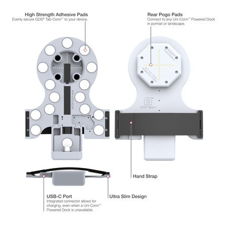 GDS® Tab-Conn™ do tabletów bez etui (tylne poduszki Pogo) - szary