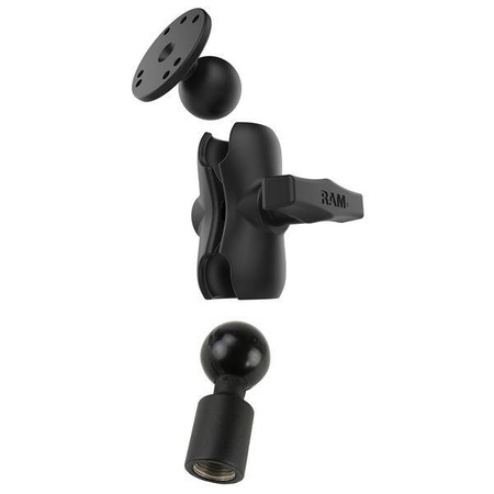 RAM® Short Double Ball Mount with Round Plate and 1/2" NPT Thread