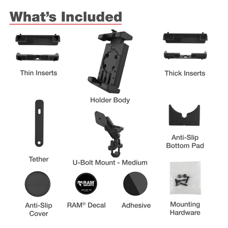 Uchwyt na telefon RAM® Quick-Grip™ Pro XL z podstawą U-Bolt na kierownicę - średni