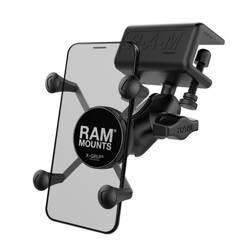 Uchwyt do telefonu RAM® X-Grip® z podstawą zaciskową z osłoną przeciwodblaskową