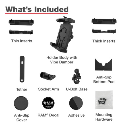 RAM® Quick-Grip™ Pro XL Tłumiący drgania uchwyt do telefonu z podstawą w kształcie litery U