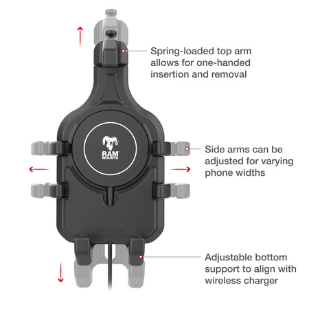 RAM® Quick-Grip™ Pro z kulką i bezprzewodową ładowarką Qi2 15W