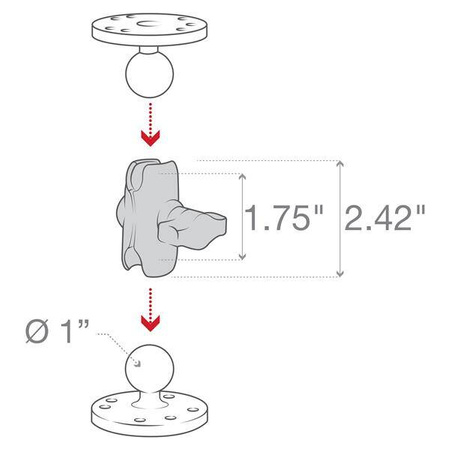 Kompozytowe ramię RAM® z podwójnym gniazdem - rozmiar B krótki