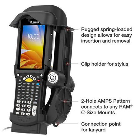 Stacja dokująca RAM® z blokadą do Zebra MC9300 - podgrzewane styki