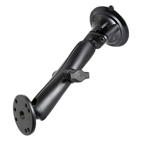 RAM® Twist-Lock™ Suction Cup Double Ball Mount with Round Plate - Long