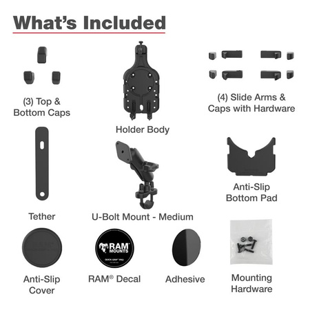 Uchwyt na telefon RAM® Quick-Grip™ Pro z podstawą U-Bolt na kierownicę - średni