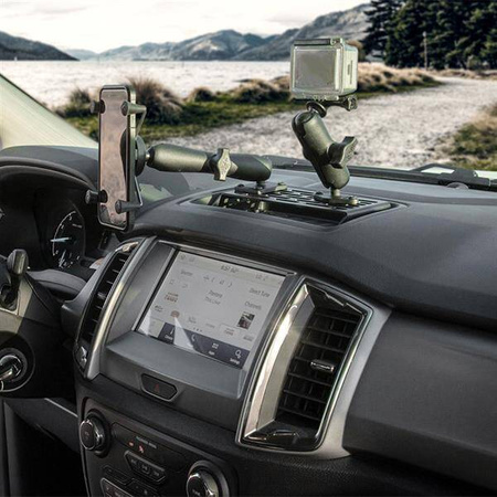 RAM® Double Ball Diamond Plate Mount z adapterem do kamery sportowej