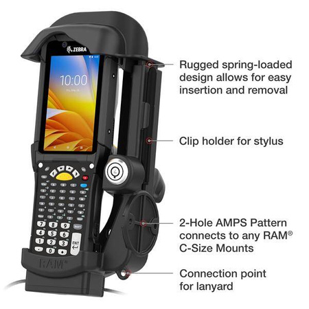 RAM® Locking Powered Dock + Single USB-A dla Zebra MC9300 - podgrzewane styki