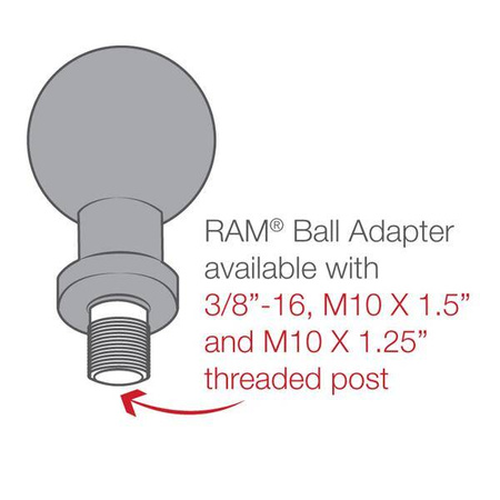 RAM® Ball Adapter with M10-1.25 Threaded Post