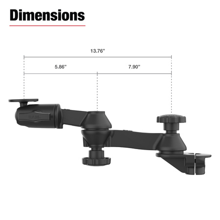RAM® 90-Degree Dual Swing Arm Mount with Ball for Tough-Bar™