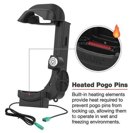 RAM® Locking Powered Dock + Single USB-A dla Zebra MC9300 - podgrzewane styki