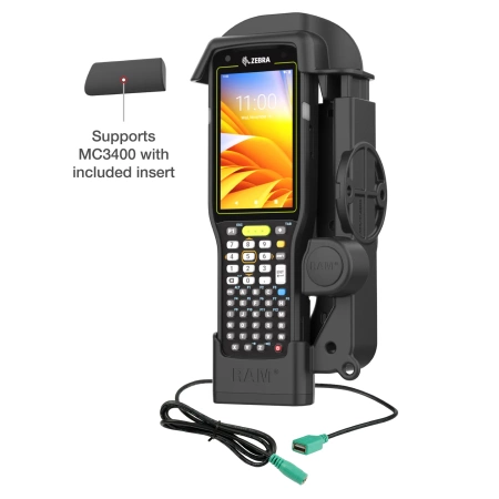Stacja dokująca z zasilaniem RAM® i pojedynczym portem USB-A do urządzeń Zebra MC3300 i MC3400