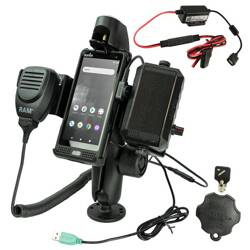 Podwójne mocowanie kulowe RAM® dla Sonim XP10 z zestawem głośników i okablowania