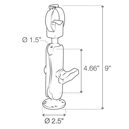 Stabilizator silnika trollingowego RAM® z zaciskiem węża - średni