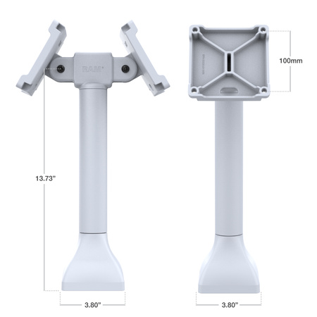Uchwyt na cokół RAM® 14" z dwoma adapterami VESA 100 mm - szary