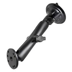 Podwójny uchwyt kulowy RAM® Twist-Lock™ z przyssawką i okrągłą płytką - długi